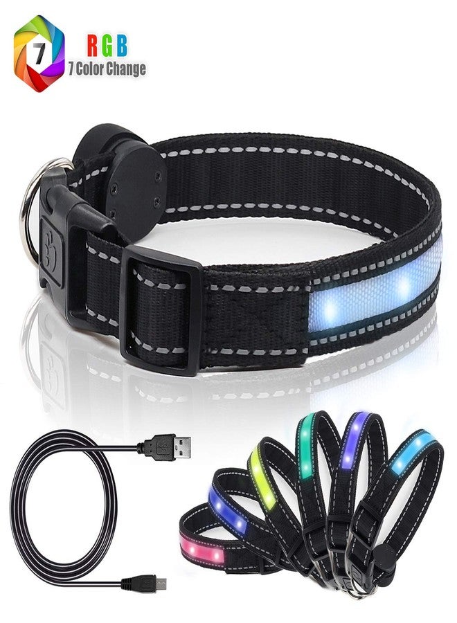 yacig Light Up Dog Collars,Safety LED Dog Collars USB Rechargeable 7 Changing Colors Glow in The Dark Dog Walking Light,Neon Adjustable Safety Buckle Lighted Dog Collar for Small/Medium/Large Dogs, XL Size - Image 3